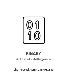 Binary outline vector icon. Thin line black binary icon, flat vector simple element illustration from editable artificial intelligence concept isolated on white background