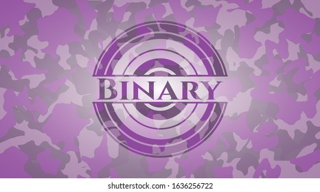 Binary pink and purple written on a camo texture. Vector Illustration. Detailed.