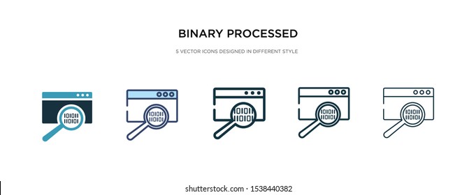 binary processed mobile analysis icon in different style vector illustration. two colored and black binary processed mobile analysis vector icons designed in filled, outline, line and stroke style