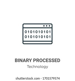 Binary processed mobile analysis outline vector icon. Thin line black binary processed mobile analysis icon, flat vector simple element illustration from editable technology concept isolated stroke on