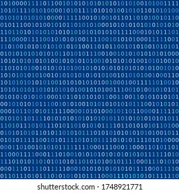 binary programming code. concept of text or letter with many 1 and 0.  cyber security space. numbers of the computer matrix. simple signs on dark blue background