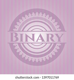 Binary retro style pink emblem. Vector Illustration. Detailed.