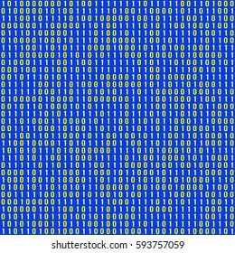 Binary seamless pattern. Repeating texture of the binary code. Vector illustration of computer data from zero and one on a blue background