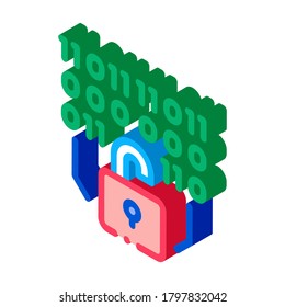 binary security code icon vector. isometric binary security code sign. color isolated symbol illustration