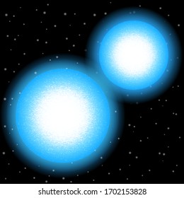 Binary Star System Illustration On A Starry Background	