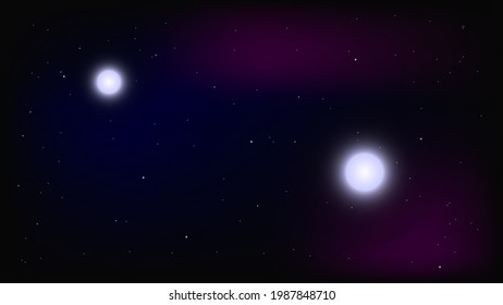 Binary Star Vector. A Star System Of Two Stars With Common Barycenter. Double Star