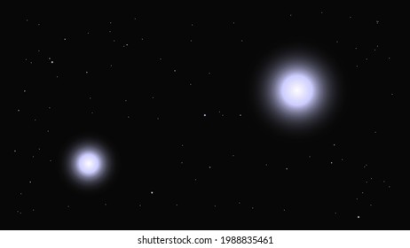 Binary star vector. A star system of two stars with common barycenter. Double star