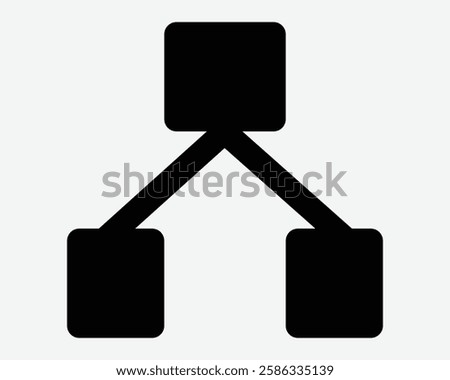 Binary Structure Two Split Upline Downline Organization Chart Path Connection Network Link Black White Icon Sign Symbol Graphic Illustration Vector