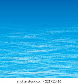 Binary waves on a blue background. Eps10. Used transparency effects. CMYK. Global colors. Organized by layers. Gradients used.