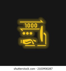 Binary yellow glowing neon icon