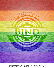 Bind emblem on mosaic background with the colors of the LGBT flag