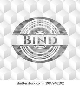 Emblema gris oscuro. Vintage con fondo blanco cubo geométrico. 