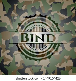 Bind written on a camouflage texture. Vector Illustration. Detailed.