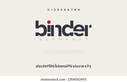 Binder abstract digital technology logo font alphabet. Minimal modern urban fonts for logo, brand etc. Typography typeface uppercase lowercase and number. vector illustration