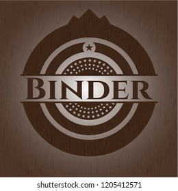Binder badge with wooden background