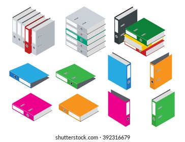 Binder blank file folder. Office Folder File. Composition Isolated on White Background. Flat 3d isometric vector illustration.  