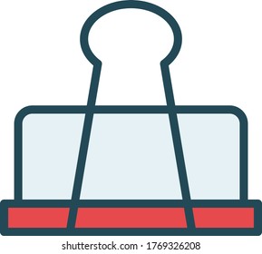 Binder Clip concept, Paper binder clips Vector Color Icon Design, Business and Finance Symbol on white background, Office Supplies Sign