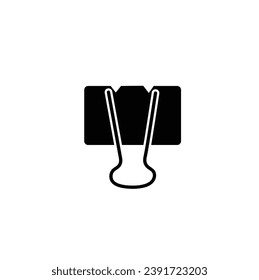 Vector de silueta plana del clip del ligador sobre fondo blanco. Iconos de suministro de Office. Símbolos estacionarios. Artículo para volver a la oficina, de vuelta al concepto de escuela.