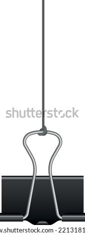 Binder clip hanging. Attach fix realistic mockup