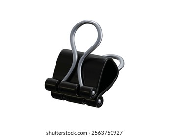 Binder clip icon 3d render concept of paperclip, office work tool icon vector illustration