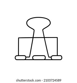 Binder Clip Icon  in black line style icon, style isolated on white background