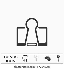 Binder clip icon flat. Black pictogram on white background. Vector illustration symbol and bonus button