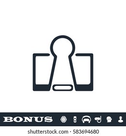 Binder clip icon flat. Black pictogram on white background. Vector illustration symbol and bonus button