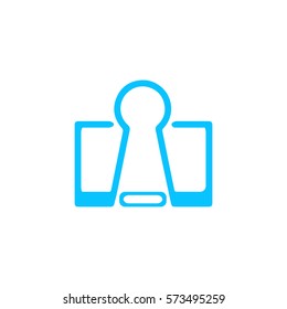 Binder clip icon flat. Blue pictogram on white background. Vector illustration symbol