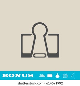Binder clip icon flat. Grey pictogram on light background. Vector illustration symbol and bonus button real estate, ottoman, vase, tv, fishing rod
