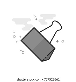 Binder clip icon in flat outlined grayscale style. Vector illustration.