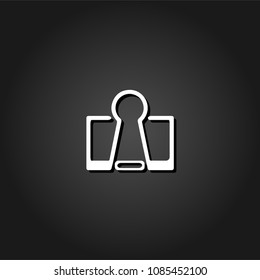 Binder clip icon flat. Simple White pictogram on black background with shadow. Vector illustration symbol