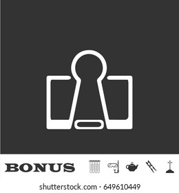 Binder clip icon flat. White pictogram on black background. Vector illustration symbol and bonus icons
