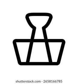 Ícone de clipe de fichário, fornecimento de clipe de dobrável, grampo de papel de escritório, arte de fecho