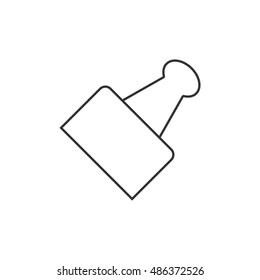 Binder clip icon in thin outline style. Office supply clip paper