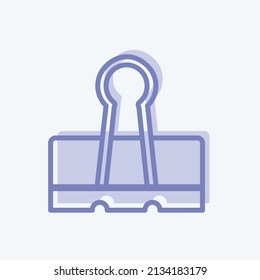 Binder Clip Icon in trendy two tone style isolated on soft blue background