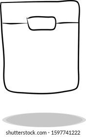 Binder clip icon vector, hand drawing. Illustration of paper holder, contour of symbol black