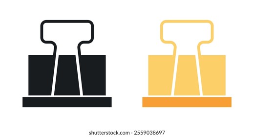 Binder clip icons in black and colored version