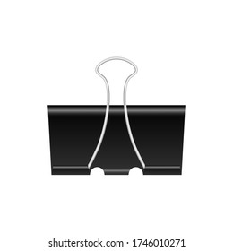 Binder-Clip isoliert auf weißem Hintergrund. Schwarz-metallisches Papier Clip Vektorbild.