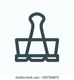 Binder clip linear icon, metal bulldog clip vector icon