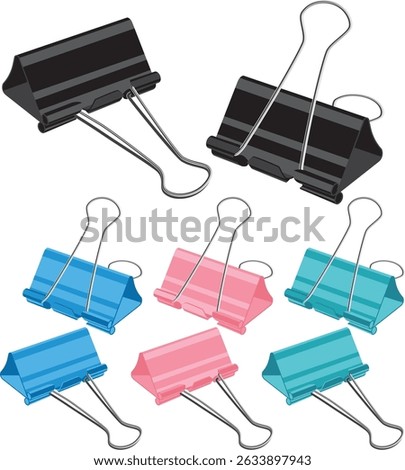 binder clip, metallic paper clips.