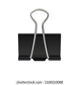 Binder clip. Realistic paper clip. Paper holder isolated on white background. Vector illustration