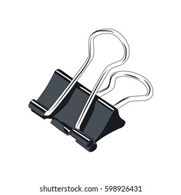 Binder clip realistic vector illustration isolated