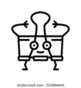 binder clip school character line icon vector. binder clip school character sign. isolated contour symbol black illustration