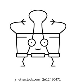 binder clip school character line icon vector. binder clip school character sign. isolated contour symbol black illustration