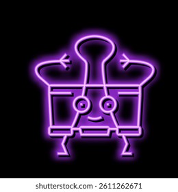 binder clip school character neon light sign vector. binder clip school character sign. isolated symbol illustration