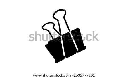 Binder Clip symbol, black isolated silhouette