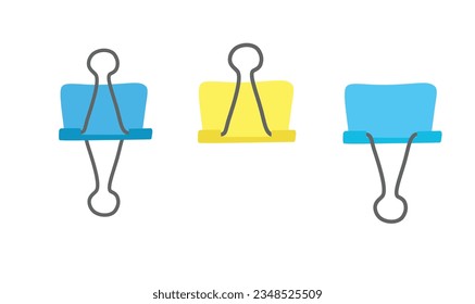 Ilustración vectorial del clip de enlace en colores diferentes. De vuelta al concepto escolar. Papelería, suministros de oficina o vectores de material escolar. Vector plano en estilo de dibujos animados aislado en fondo blanco.