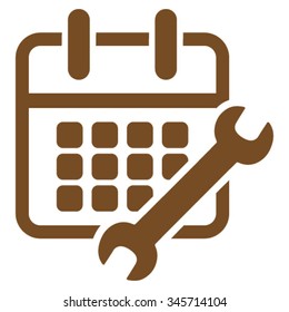Binder Configure vector icon. Style is flat symbol, brown color, rounded angles, white background.
