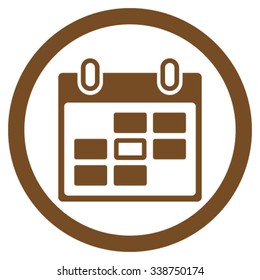 Binder Day vector icon. Style is flat rounded symbol, brown color, rounded angles, white background.