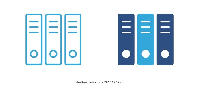 Binder folder icon, office files, document archive, record management, vector illustration